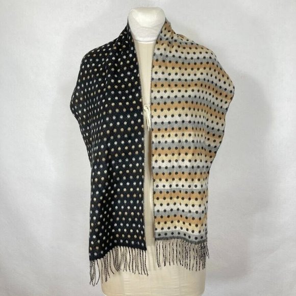 Polka Dot Black and Cream Scarf - Picture 1 of 7